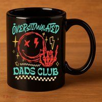Overstimulated Dads Club Smile Face Skeleton Hand Father Day 11oz C Handle Ceramic Mug