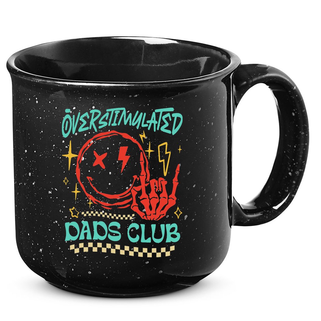 Overstimulated Dads Club Smile Face Skeleton Hand Father Day 15oz Campfire Ceramic Mug