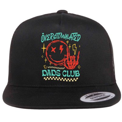 Overstimulated Dads Club Smile Face Skeleton Hand Father Day Flatbill Hat