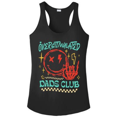 Overstimulated Dads Club Smile Face Skeleton Hand Father Day Ladies PosiCharge Competitor Racerback Tank