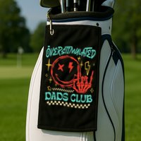 Overstimulated Dads Club Smile Face Skeleton Hand Father Day Golf Towel