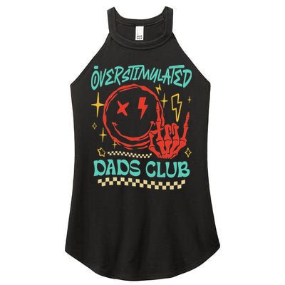 Overstimulated Dads Club Smile Face Skeleton Hand Father Day Women's Perfect Tri Rocker Tank