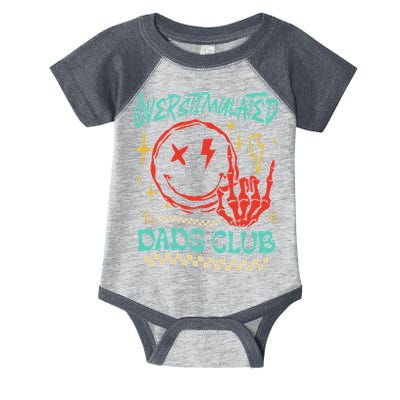 Overstimulated Dads Club Smile Face Skeleton Hand Father Day Infant Baby Jersey Bodysuit