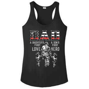 oXBD Dad Daughter Love Son Hero Fireman Dad Fathers Day Ladies PosiCharge Competitor Racerback Tank