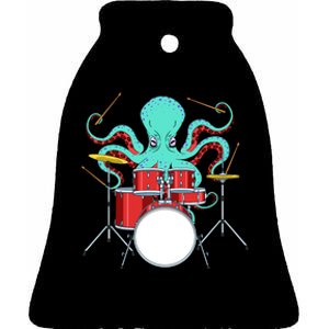 Octopus Drummer Drums Lover Kit Snare Bass Hihat Trap Set Ceramic Bell Ornament