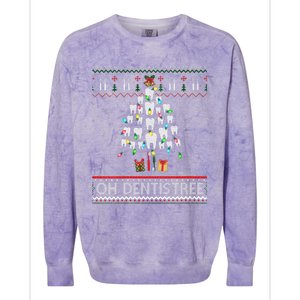 Oh Dentistree Dentist Christmas Ugly Xmas Sweater Vneck Colorblast Crewneck Sweatshirt