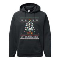 Oh Dentistree Dentist Christmas Ugly Xmas Sweater Vneck Performance Fleece Hoodie