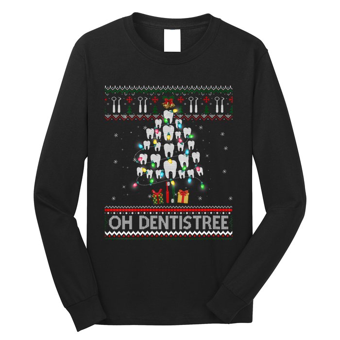 Oh Dentistree Dentist Christmas Ugly Xmas Sweater Vneck Long Sleeve Shirt