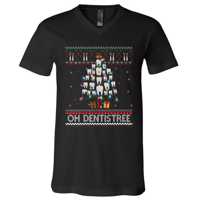 Oh Dentistree Dentist Christmas Ugly Xmas Sweater Vneck V-Neck T-Shirt