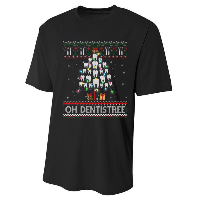 Oh Dentistree Dentist Christmas Ugly Xmas Sweater Vneck Performance Sprint T-Shirt