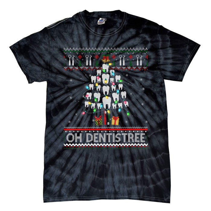 Oh Dentistree Dentist Christmas Ugly Xmas Sweater Vneck Tie-Dye T-Shirt