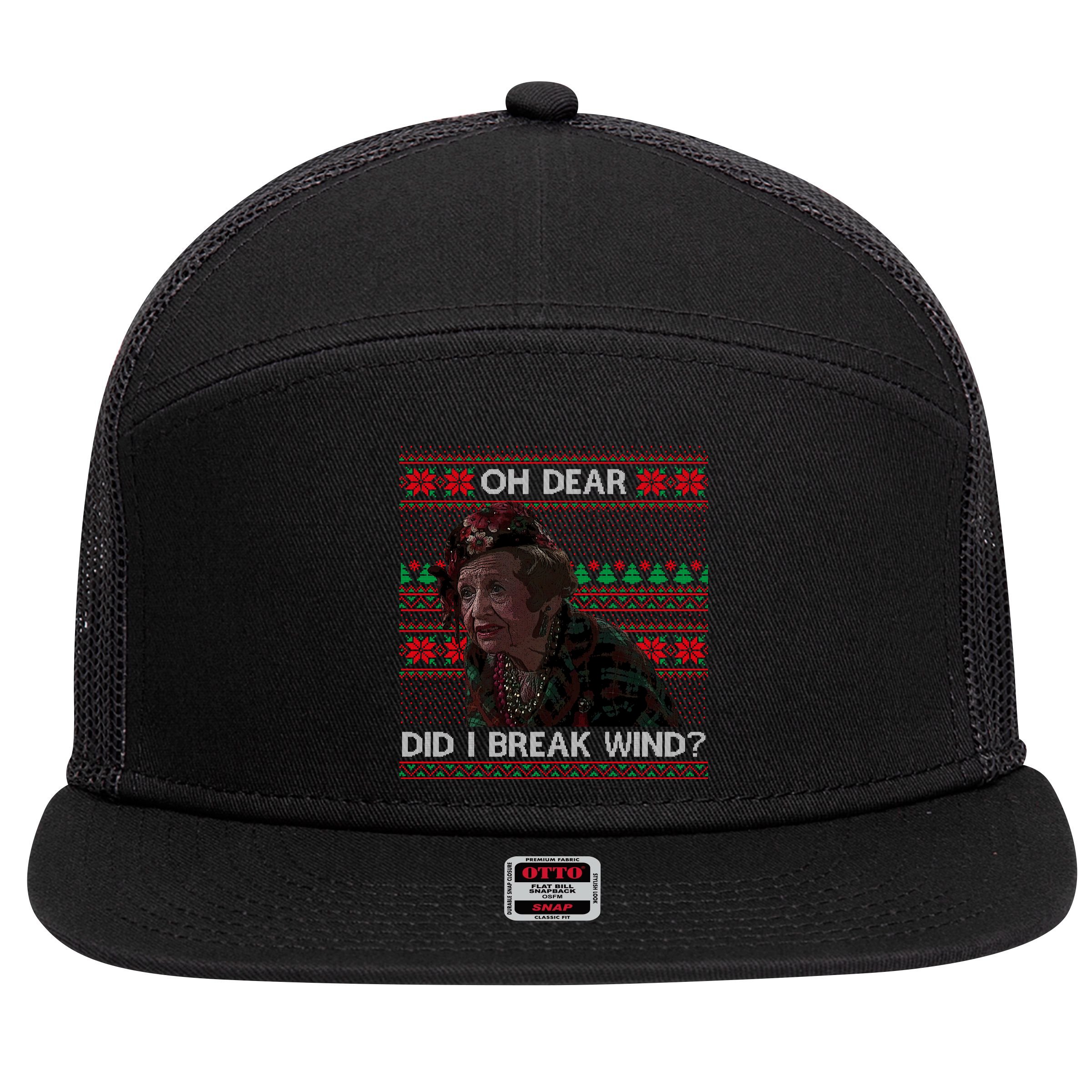 Oh Dear Did I Break Wind Funny Ugly Christmas 7 Panel Mesh Trucker Snapback Hat