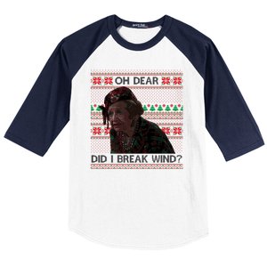 Oh Dear Did I Break Wind Funny Ugly Christmas Baseball Sleeve Shirt