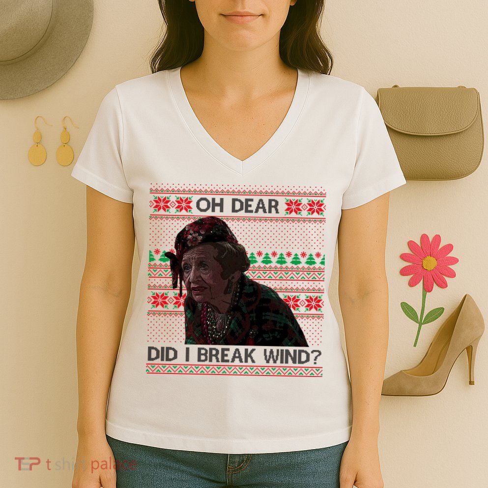 Oh Dear Did I Break Wind Funny Ugly Christmas Women's V-Neck T-Shirt