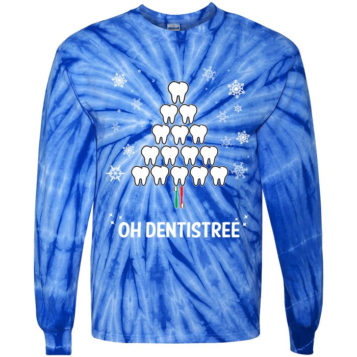 Oh Dentistree Dentist Christmas Sweater Design Gift Tie-Dye Long Sleeve Shirt