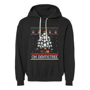 Oh Dentistree Dentist Christmas Ugly Xmas Sweater Gift Garment-Dyed Fleece Hoodie