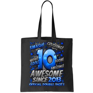 Official Double Digits 10th Birthday Awesome Since 2013 Boy Tote Bag