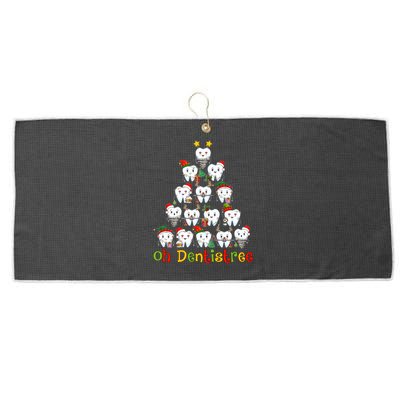 Oh Dentistree Dental Hygienist Tooth Santa Snowing Xmas Tree Gift Large Microfiber Waffle Golf Towel