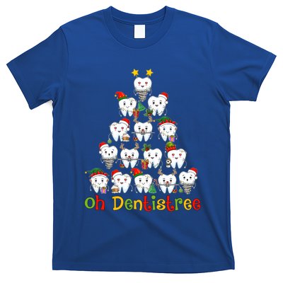 Oh Dentistree Dental Hygienist Tooth Santa Snowing Xmas Tree Gift T-Shirt
