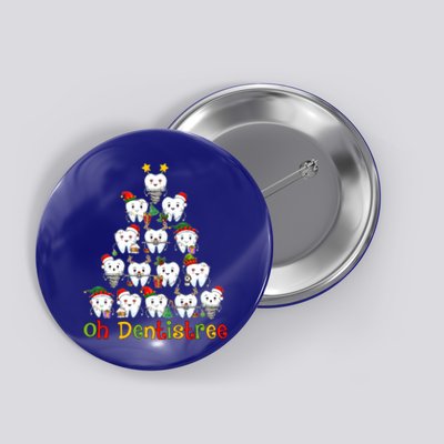 Oh Dentistree Dental Hygienist Tooth Santa Snowing Xmas Tree Gift Button