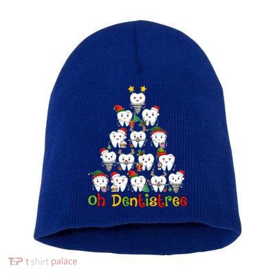 Oh Dentistree Dental Hygienist Tooth Santa Snowing Xmas Tree Gift Short Acrylic Beanie