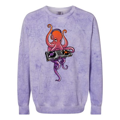 Octopus DJ Electronic Music Techno Rave Party Colorblast Crewneck Sweatshirt