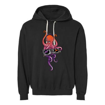 Octopus DJ Electronic Music Techno Rave Party Garment-Dyed Fleece Hoodie