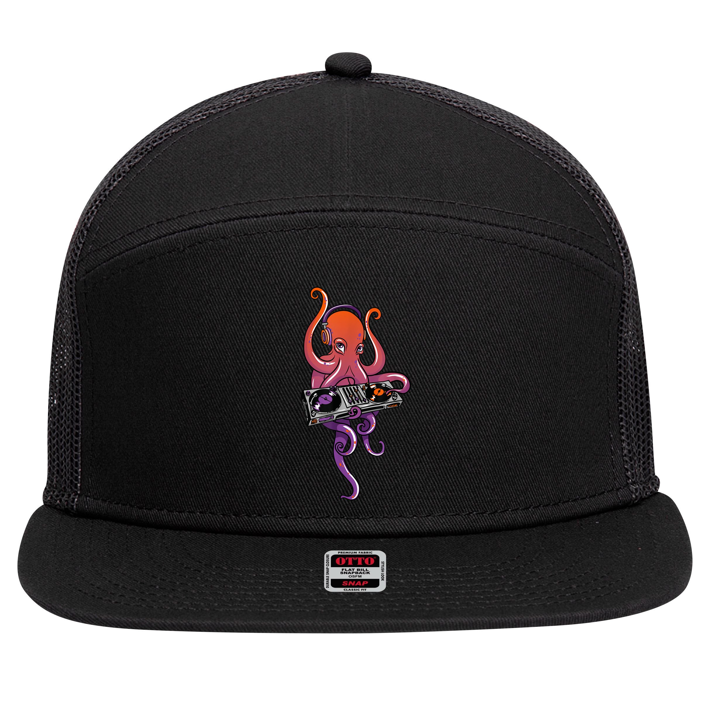 Octopus DJ Electronic Music Techno Rave Party 7 Panel Mesh Trucker Snapback Hat