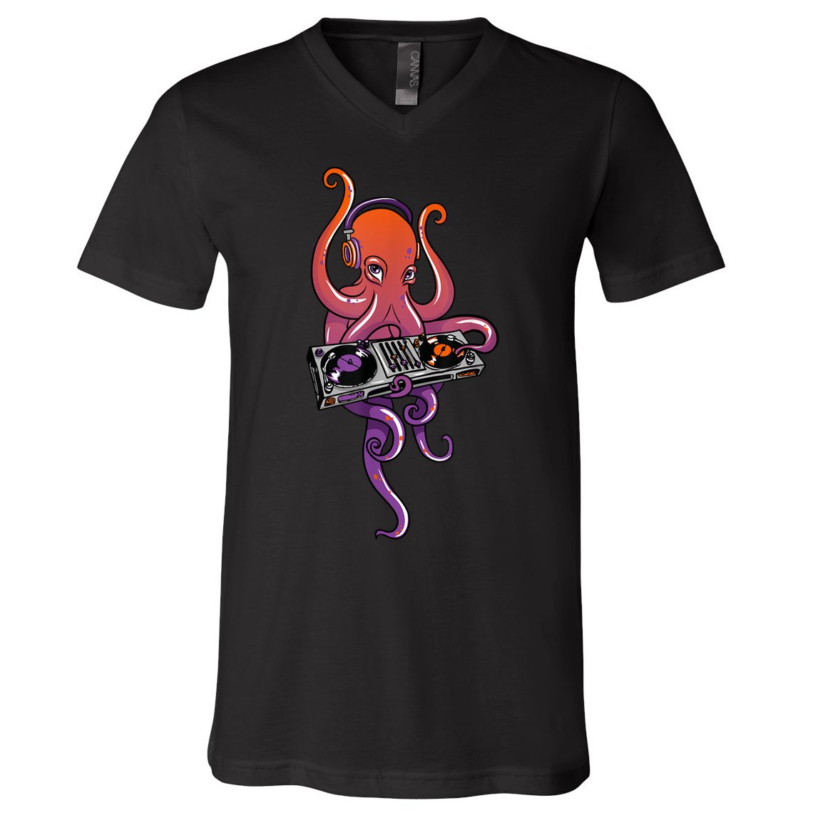 Octopus DJ Electronic Music Techno Rave Party V-Neck T-Shirt