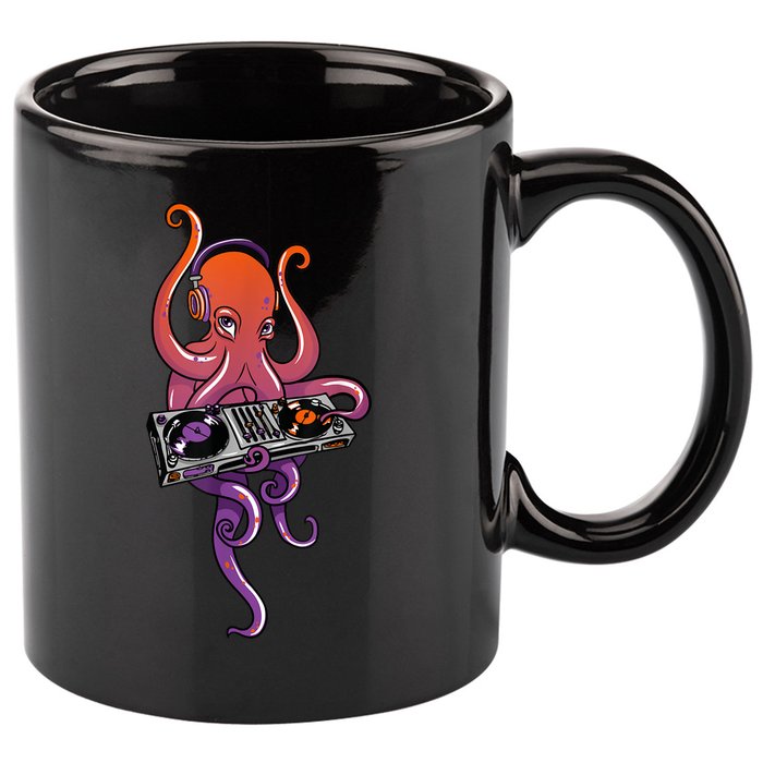 Octopus DJ Electronic Music Techno Rave Party 11oz C Handle Ceramic Mug