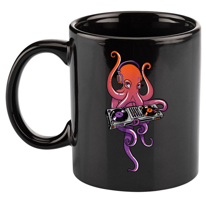 Octopus DJ Electronic Music Techno Rave Party 11oz C Handle Ceramic Mug