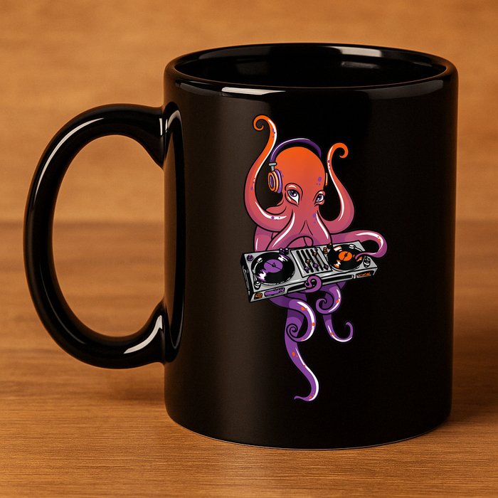 Octopus DJ Electronic Music Techno Rave Party 11oz C Handle Ceramic Mug
