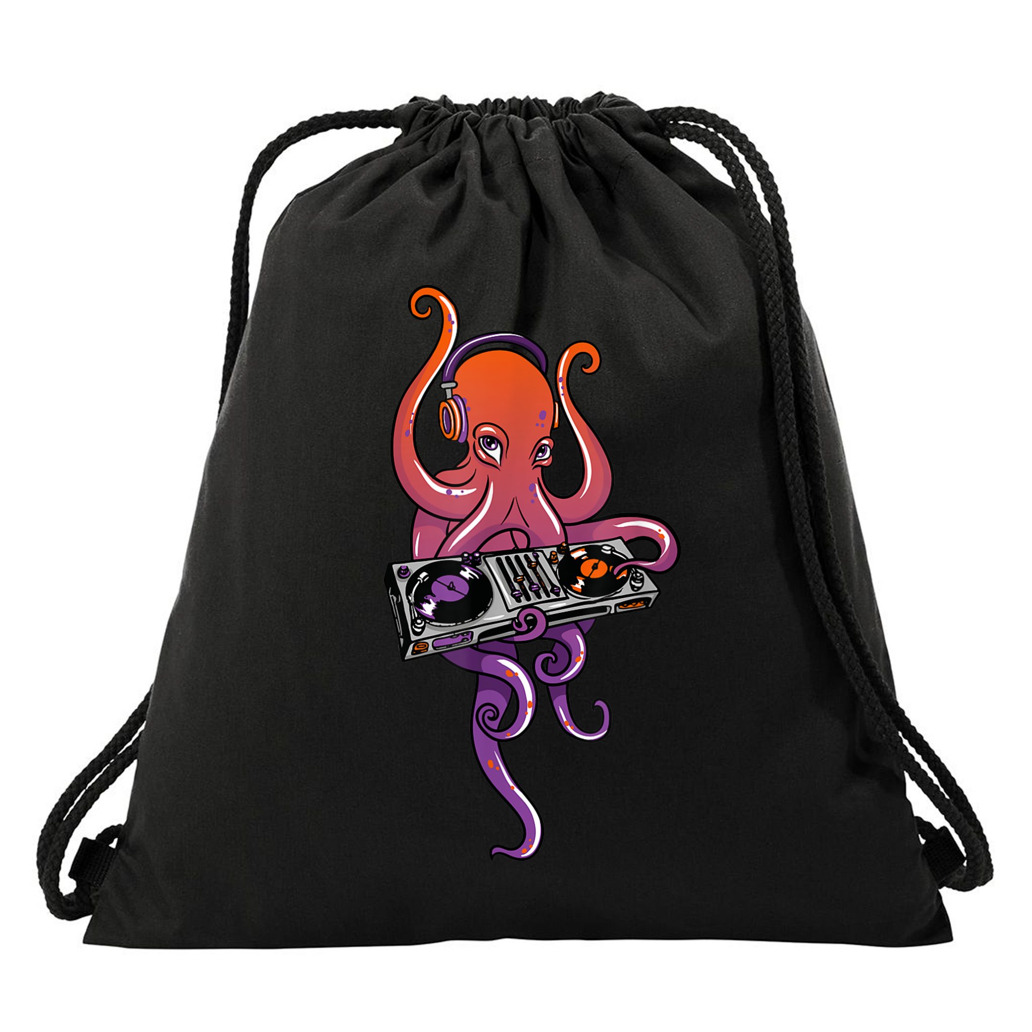 Octopus DJ Electronic Music Techno Rave Party Drawstring Bag