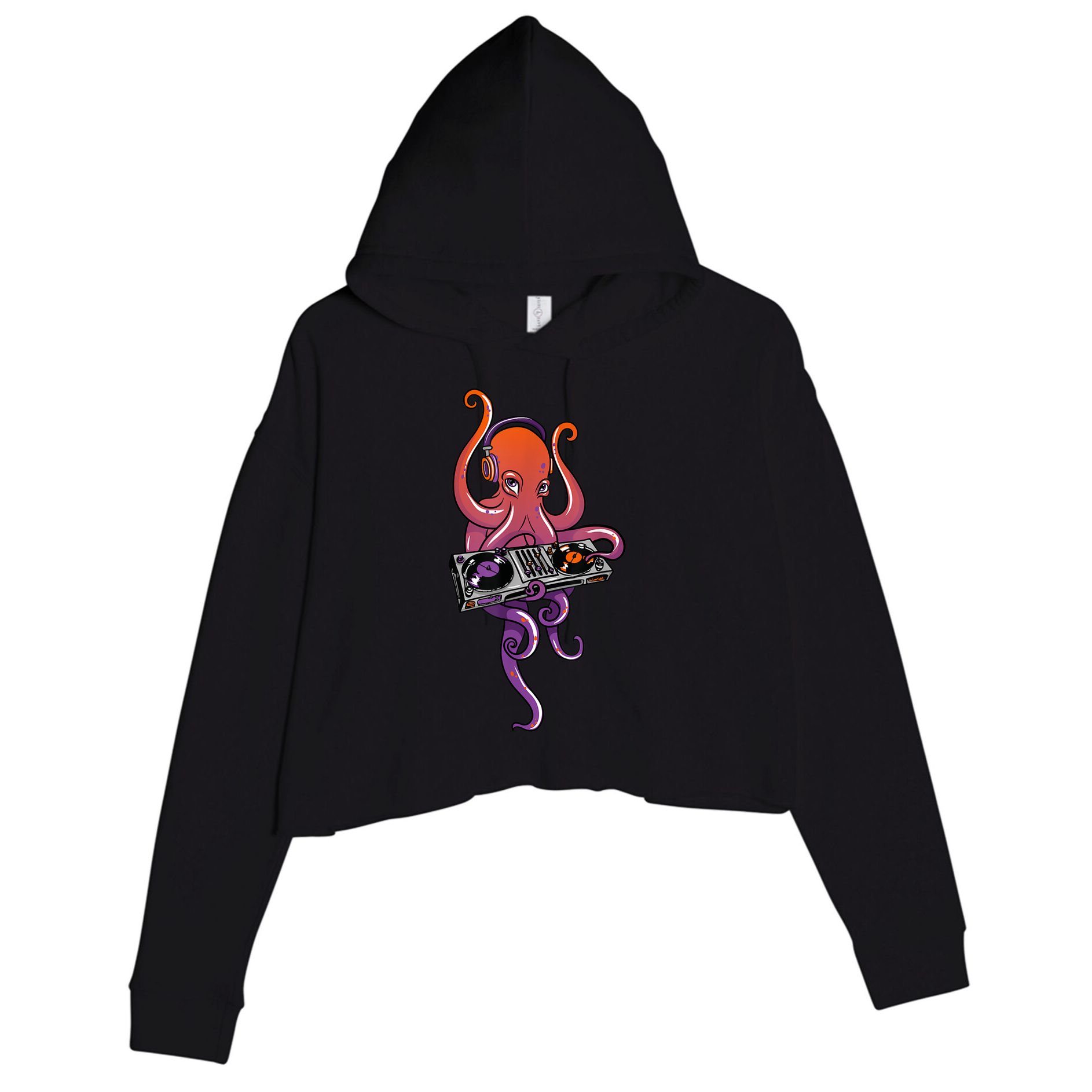 Octopus DJ Electronic Music Techno Rave Party Crop Fleece Hoodie