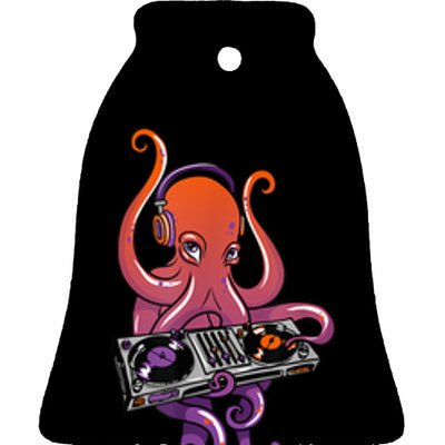 Octopus DJ Electronic Music Techno Rave Party Ceramic Bell Ornament