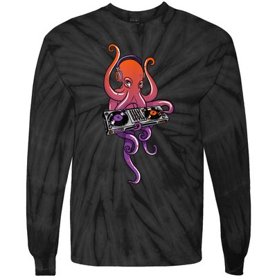 Octopus DJ Electronic Music Techno Rave Party Tie-Dye Long Sleeve Shirt