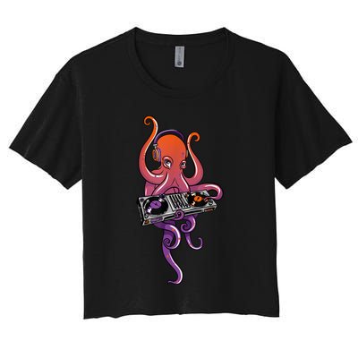 Octopus DJ Electronic Music Techno Rave Party Crop Top