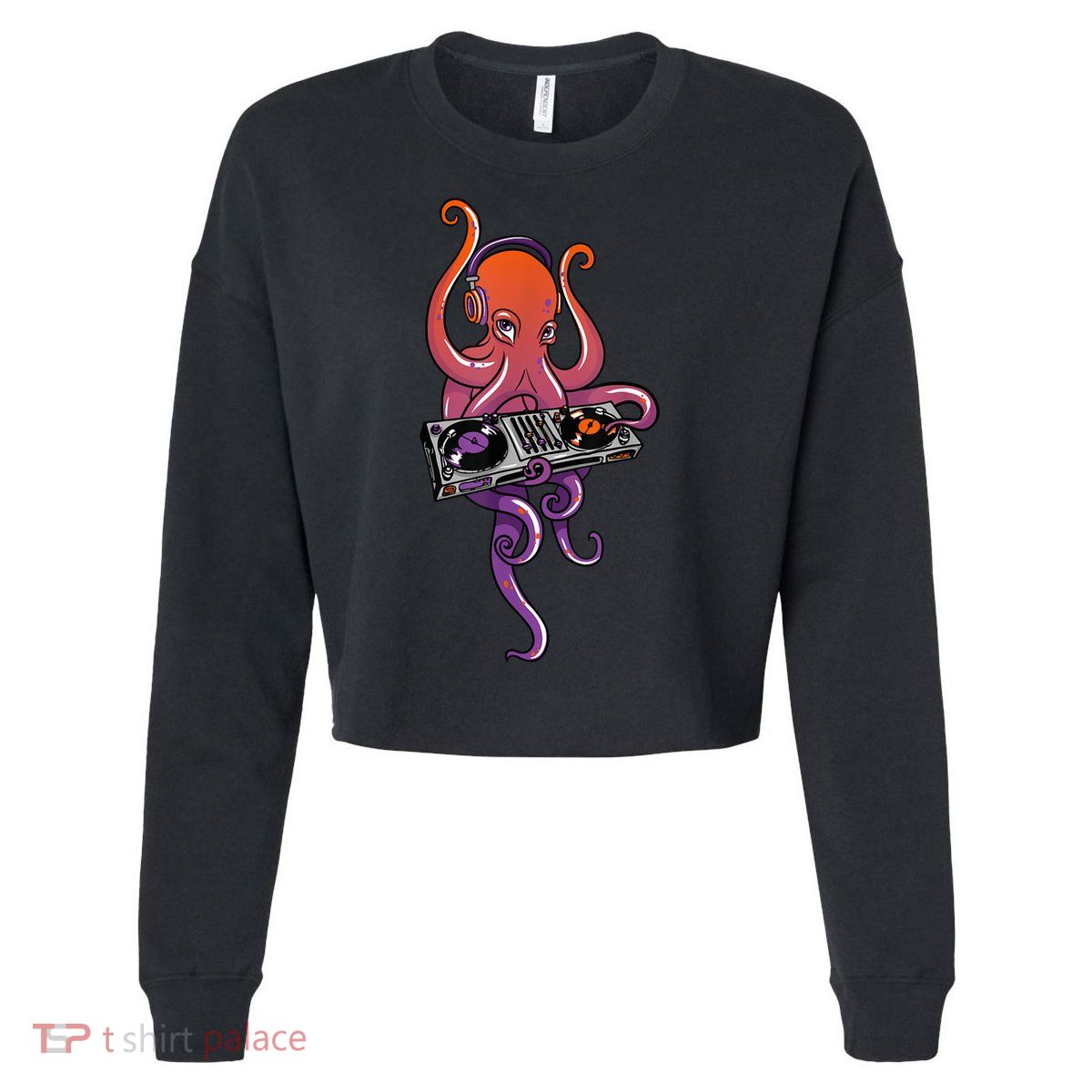 Octopus DJ Electronic Music Techno Rave Party Cropped Pullover Crew