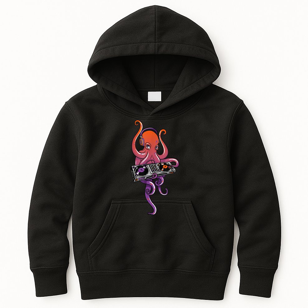 Octopus DJ Electronic Music Techno Rave Party Kids Hoodie