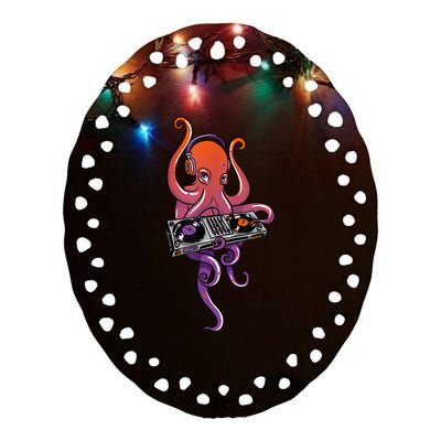 Octopus DJ Electronic Music Techno Rave Party Ceramic Oval Ornament