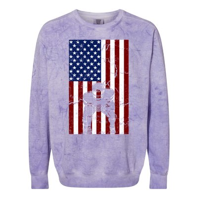 Offensive D-Line Football Pittsburgh Lineman American flag Colorblast Crewneck Sweatshirt