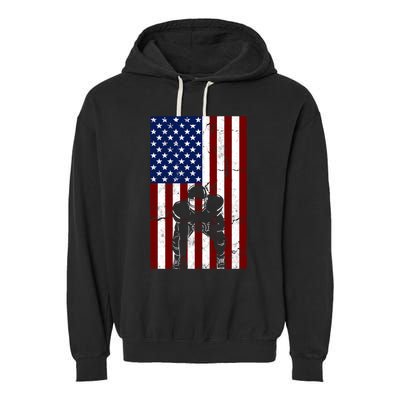 Offensive D-Line Football Pittsburgh Lineman American flag Garment-Dyed Fleece Hoodie