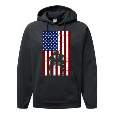 Offensive D-Line Football Pittsburgh Lineman American flag Performance Fleece Hoodie