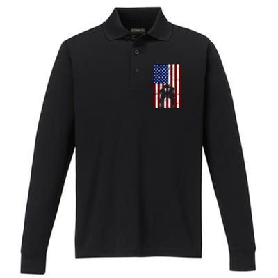 Offensive D-Line Football Pittsburgh Lineman American flag Performance Long Sleeve Polo