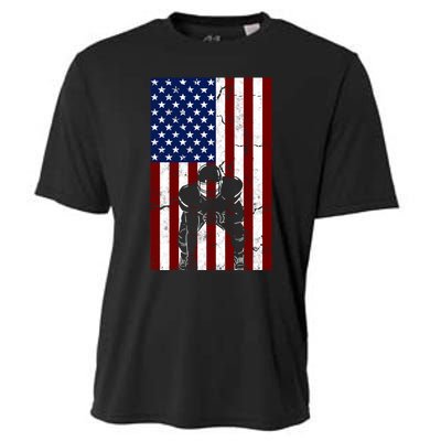 Offensive D-Line Football Pittsburgh Lineman American flag Cooling Performance Crew T-Shirt