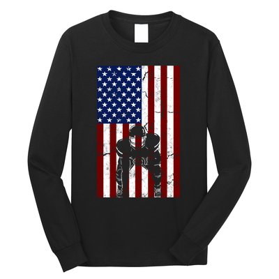 Offensive D-Line Football Pittsburgh Lineman American flag Long Sleeve Shirt