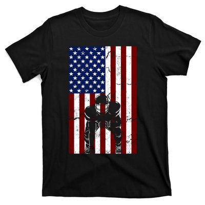 Offensive D-Line Football Pittsburgh Lineman American flag T-Shirt