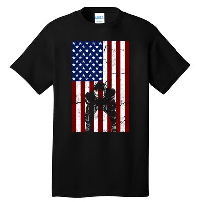 Offensive D-Line Football Pittsburgh Lineman American flag Tall T-Shirt