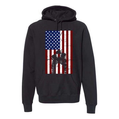 Offensive D-Line Football Pittsburgh Lineman American flag Premium Hoodie