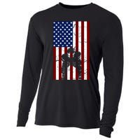 Offensive D-Line Football Pittsburgh Lineman American flag Cooling Performance Long Sleeve Crew